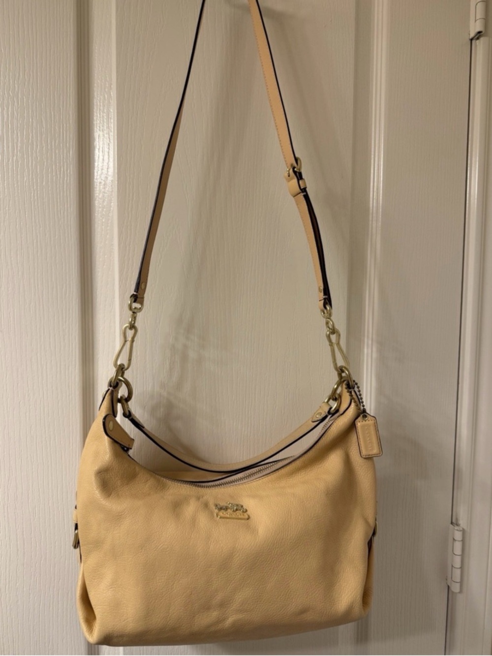 Coach Pebbled Leather Hobo in Light Yellow